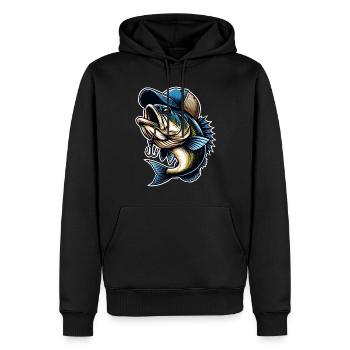 Poisson de pêche avec hameçon à capuchon - Sweat à capuche Premium bio Homme - noir - Devant - Nico (187cm)