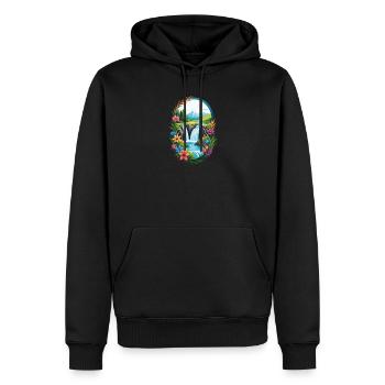 Waterfall Floral Vista - Men’s Premium Organic Hoodie - black - Front - Nico (187cm)