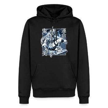 Démon Kunoichi bleu - Sweat à capuche Premium bio Homme - noir - Devant - Nico (187cm)