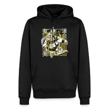 Démon Kunoichi Jaune - Sweat à capuche Premium bio Homme - noir - Devant - Nico (187cm)
