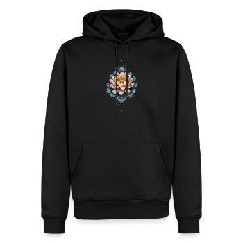 Schätze jeden Moment Blaue Blumen - Männer Premium Bio Hoodie - Schwarz - Vorne - Nico (187cm)