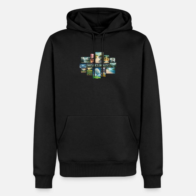 Collage de la beauté de la nature - Sweat à capuche Premium bio Homme - noir