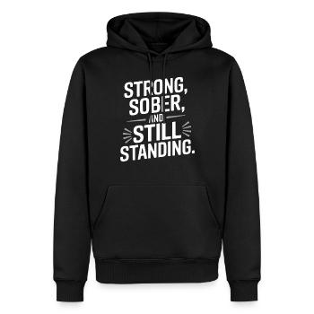 Sober Living Rétablissement Mode de vie Sans alcool - Sweat à capuche Premium bio Homme - noir - Devant - Nico (187cm)