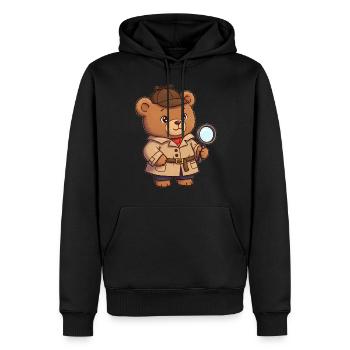 Teddybär Detektiv - Männer Premium Bio Hoodie - Schwarz - Vorne - Nico (187cm)