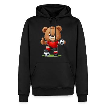 Teddybär Fußballer - Männer Premium Bio Hoodie - Schwarz - Vorne - Nico (187cm)
