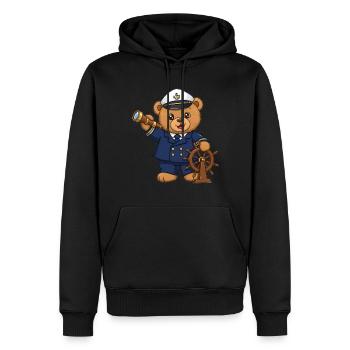 Teddy Bear Captain at Sea - Men’s Premium Organic Hoodie - black - Front - Nico (187cm)