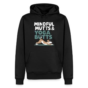 Doga Dog Yoga Bien-être pour animaux de compagnie Étirements conscients - Sweat à capuche Premium bio Homme - noir - Devant - Nico (187cm)