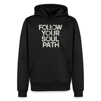 Follow Your Soul Path Inspirational - Men’s Premium Organic Hoodie - black - Front - Nico (187cm)