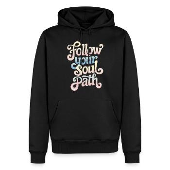 Folge Deinem Seelenpfad Inspirierende - Männer Premium Bio Hoodie - Schwarz - Vorne - Nico (187cm)