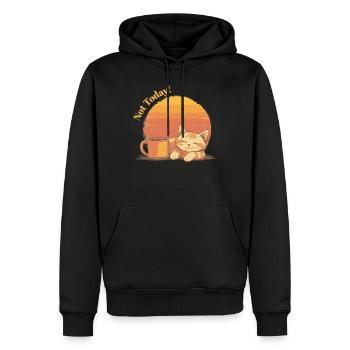 Lazy Cat & Coffee – Not Today Retro Sunset - Männer Premium Bio Hoodie - Schwarz - Vorne - Nico (187cm)