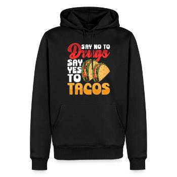 Tacos - Sweat à capuche Premium bio Homme - noir - Devant - Nico (187cm)