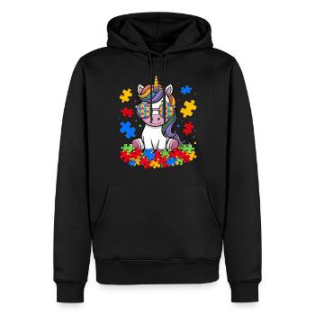 Autism Awareness Unicorn - Männer Premium Bio Hoodie - Schwarz - Vorne - Nico (187cm)