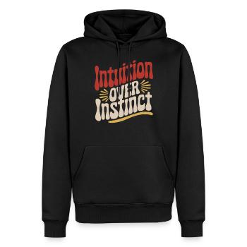 L’intuition plutôt que l’instinct Inspirant - Sweat à capuche Premium bio Homme - noir - Devant - Nico (187cm)