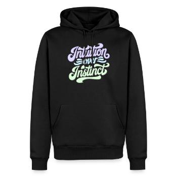 L’intuition plutôt que l’instinct Inspirant - Sweat à capuche Premium bio Homme - noir - Devant - Nico (187cm)