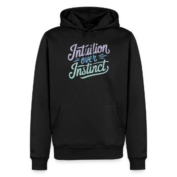 L’intuition plutôt que l’instinct Citation inspirante - Sweat à capuche Premium bio Homme - noir - Devant - Nico (187cm)