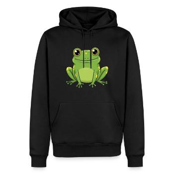 Tier Cartoon Frosch - Männer Premium Bio Hoodie - Schwarz - Vorne - Nico (187cm)