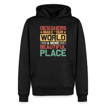 Designer - Men’s Premium Organic Hoodie - black - Front - Nico (187cm)