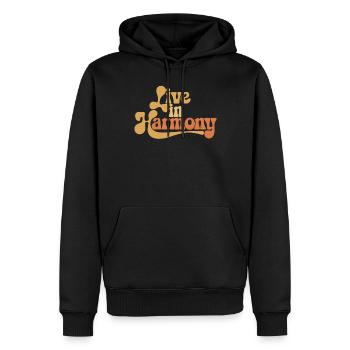 Live In Harmony Inspirational Spirituality Quote - Men’s Premium Organic Hoodie - black - Front - Nico (187cm)