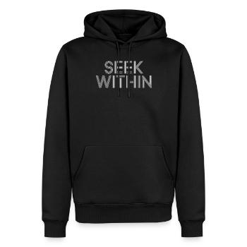 Citation inspirante sur la spiritualité : Cherchez à l’intérieur - Sweat à capuche Premium bio Homme - noir - Devant - Nico (187cm)