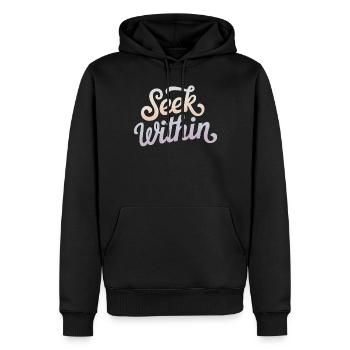 Inspiration Citation Recherche à l’intérieur - Sweat à capuche Premium bio Homme - noir - Devant - Nico (187cm)