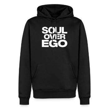 Citation de spiritualité L’âme sur l’ego - Sweat à capuche Premium bio Homme - noir - Devant - Nico (187cm)