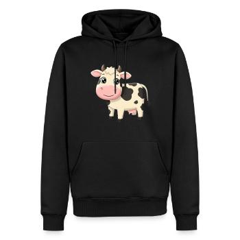Tier Cartoon Kuh - Männer Premium Bio Hoodie - Schwarz - Vorne - Nico (187cm)