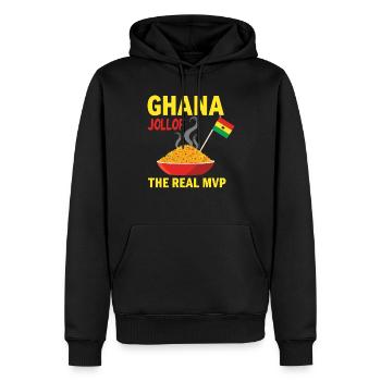 Riz Jollof Cuisine d’Afrique de l’Ouest Nigériane - Sweat à capuche Premium bio Homme - noir - Devant - Nico (187cm)