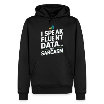 Ich Spreche Fließend Daten Und Sarkasmus Für - Männer Premium Bio Hoodie - Schwarz - Vorne - Nico (187cm)
