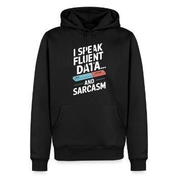Je parle couramment les données et le sarcasme - Sweat à capuche Premium bio Homme - noir - Devant - Nico (187cm)