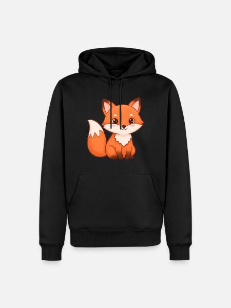 Tier Cartoon Fuchs - Männer Premium Bio Hoodie - Schwarz