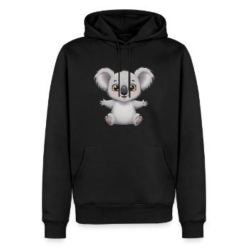 Animal Dessin Animé Koala - Sweat à capuche Premium bio Homme - noir - Devant - Nico (187cm)