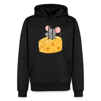 Tier Cartoon Maus mit Käse - Männer Premium Bio Hoodie - Schwarz - Vorne - Nico (187cm)