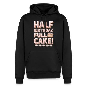 Half Birthday Full Cake Fun - Men’s Premium Organic Hoodie - black - Front - Nico (187cm)