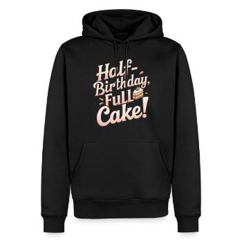 Demi-anniversaire plein de gâteau, de plaisir et de joie - Sweat à capuche Premium bio Homme - noir - Devant - Nico (187cm)