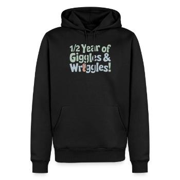 Six mois de rires et de demi-enfants qui se tortillent - Sweat à capuche Premium bio Homme - noir - Devant - Nico (187cm)