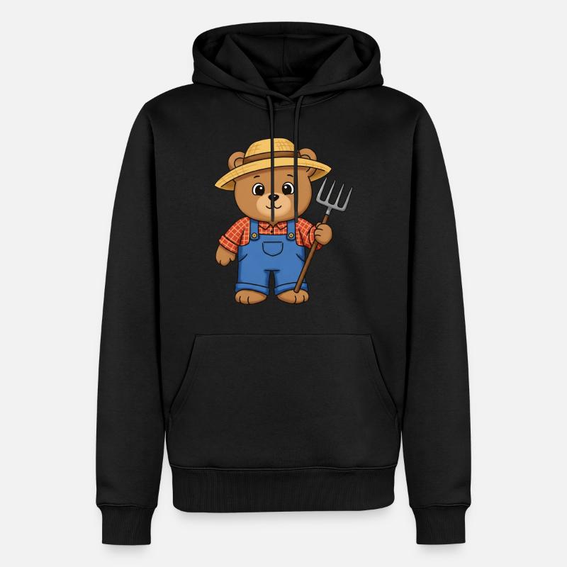 Teddybär Farmer - Männer Premium Bio Hoodie - Schwarz