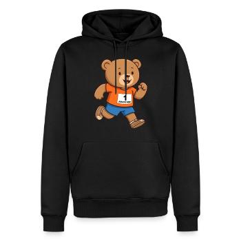 Ours en peluche marathonien - Sweat à capuche Premium bio Homme - noir - Devant - Nico (187cm)