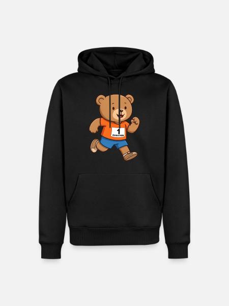 Teddybär Marathonläufer - Männer Premium Bio Hoodie - Schwarz