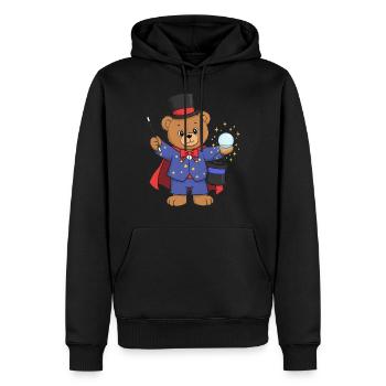 Teddybär Zauberer - Männer Premium Bio Hoodie - Schwarz - Vorne - Nico (187cm)