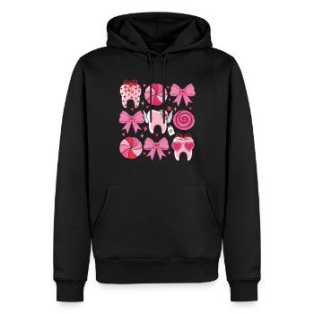 Naschkatzen & Kokette Zahnarztknoten - Männer Premium Bio Hoodie - Schwarz - Vorne - Nico (187cm)