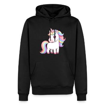Licorne de dessin animé animalier - Sweat à capuche Premium bio Homme - noir - Devant - Nico (187cm)