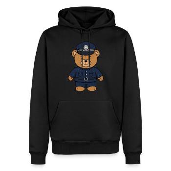Ours en peluche Policier - Sweat à capuche Premium bio Homme - noir - Devant - Nico (187cm)