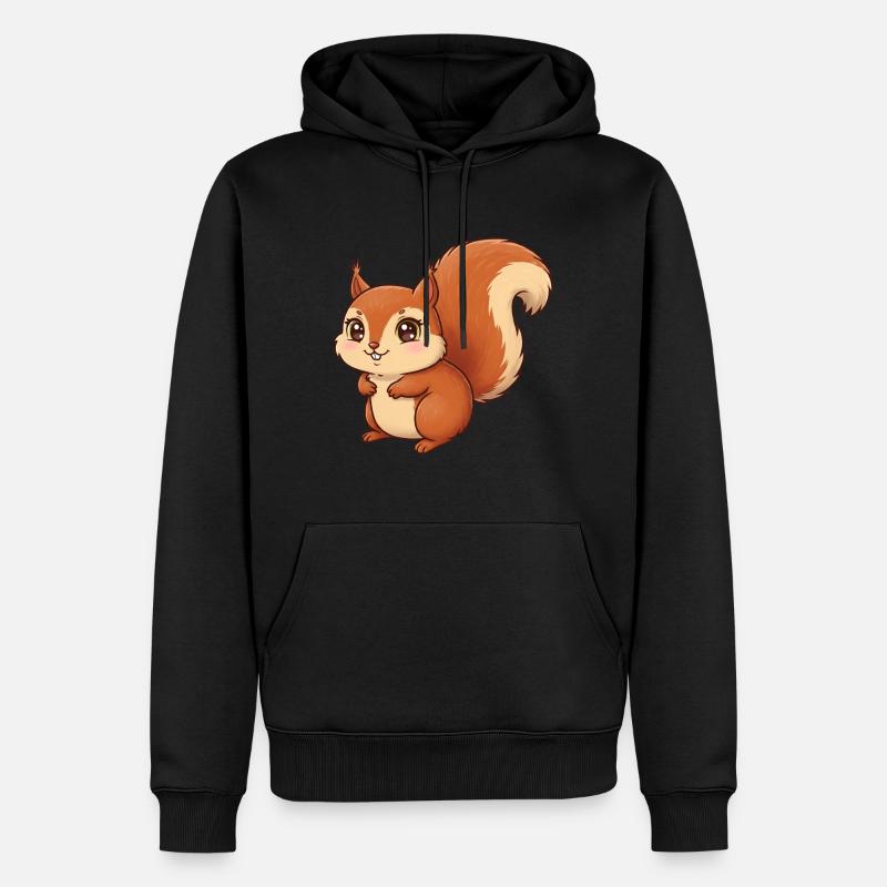 Tier Cartoon Eichhörnchen - Männer Premium Bio Hoodie - Schwarz