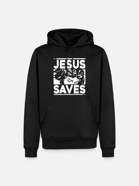 Jesus Saves - Männer Premium Bio Hoodie - Schwarz