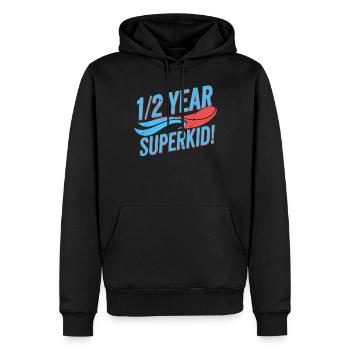 Demi-année Superkid Anniversaire 1/2 an - Sweat à capuche Premium bio Homme - noir - Devant - Nico (187cm)