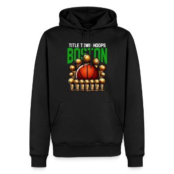 TITLE TOWN HOOPS - BASKETBALL - Männer Premium Bio Hoodie - Schwarz - Vorne - Nico (187cm)