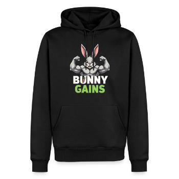 Fitness Bunny Fitness -workout Rabbit Bodybuilding - Männer Premium Bio Hoodie - Schwarz - Vorne - Nico (187cm)