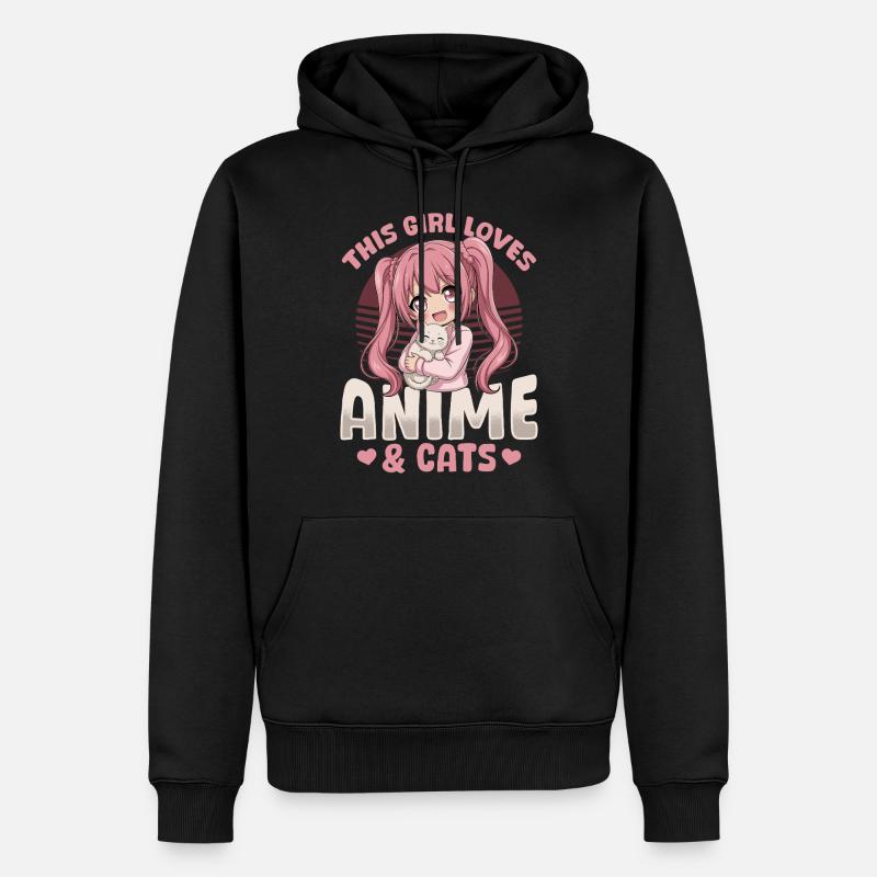 Anime & Chats Kawaii - Sweat à capuche Premium bio Homme - noir