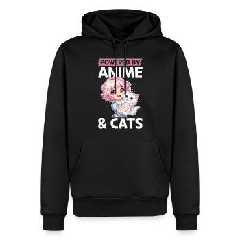 Anime & Chats Kawaii - Sweat à capuche Premium bio Homme - noir - Devant - Nico (187cm)