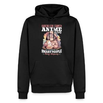 Anime & Chats Kawaii - Sweat à capuche Premium bio Homme - noir - Devant - Nico (187cm)